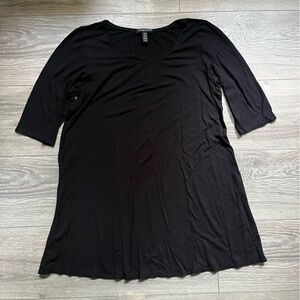 Eileen Fisher Black 3/4 Length Sleeve Petite Viscose Flowy Tunic Size S Fall